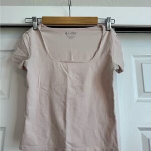 Brandy Melville Soft Pink Square Neck Tee